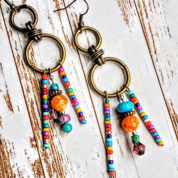 The Girl With Kaleidoscope Eyes Jewelry - Colorful Southwest Boho Earrings